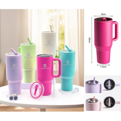 40 Oz/1200ml Car Tumbler Insulated Stainless Steel Water Bottle With Handle & Lid & Flip Straw