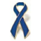 Metal Awareness Ribbon Lapel Pin (Dark Blue)