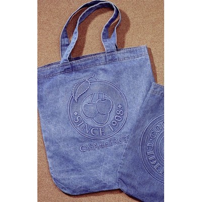 Embossed Large Denim Tote Bag