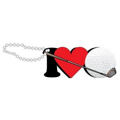 I Love Golf Promotional Key Chain w/ Black Back (3 Square Inch)