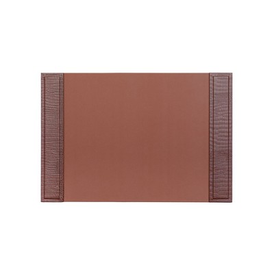 Crocodile Embossed Brown Leather Side Rail Desk Pad (25.5"x17.25")