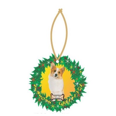 Welsh Corgi Dog Executive Wreath Ornament w/ Mirrored Back (4 Square Inch)