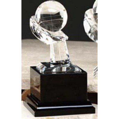 2 3/8" Optical Crystal World Globe Award w/Hand