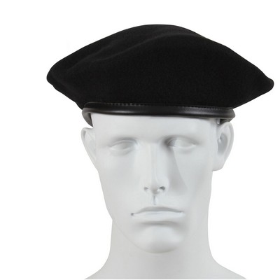 Black GI Style Beret Cap with Cotton Liner