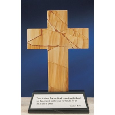 10" Teak Wood Genuine Marble Cross Award