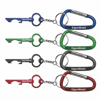 Key Shaped Aluminum Bottle Opener w/Key Chain & 7 Cm Carabiner