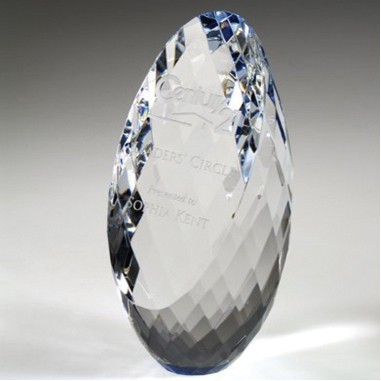 Gem-Cut Ellipse Crystal Trophy - LARGE (SANDBLASTED)