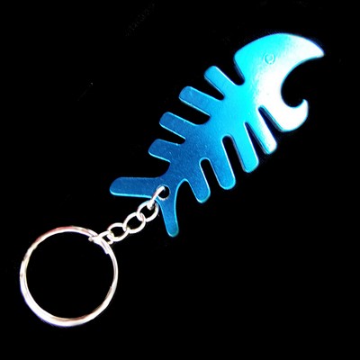 Fishbone Shaped Bottle Opener Key Ring