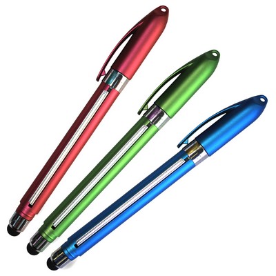 Stylus Banner Pen w/ Hook Curved Clip & Gel Ink