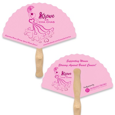 Fan Shape Full Color Two Sided Single Paper Hand Fan