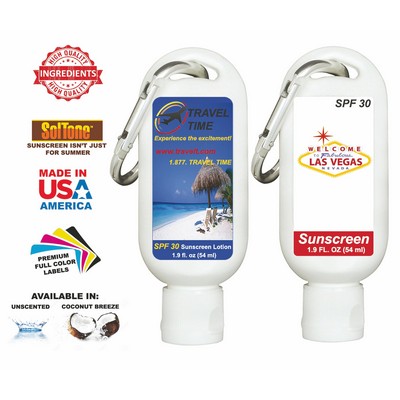 Hand & Body Lotion UNSCENTED - 1.9 Oz Tottle w/Flip Cap & Carabiner