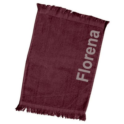 T100 Fingertip Fringed Towel 11x18 Maroon - (Printed)