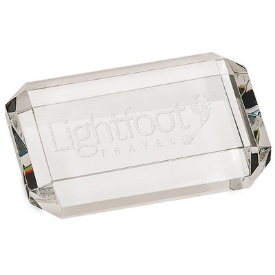 4" x 2¾" Clear Rectangle Crystal Facet Paperweight