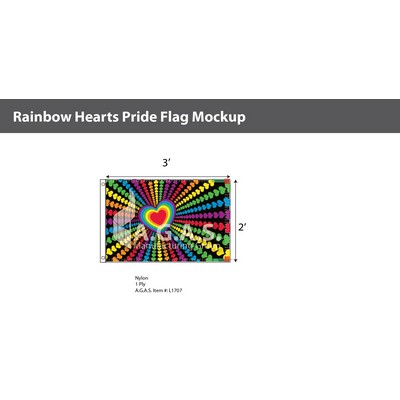 Rainbow Hearts Flag 2'X3'