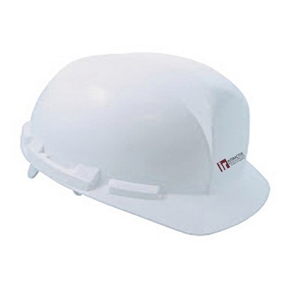 White hard hat, six point pin lock suspension