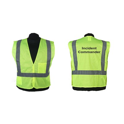 Green safety vest, ANSI class 2, economy mesh, screen printed