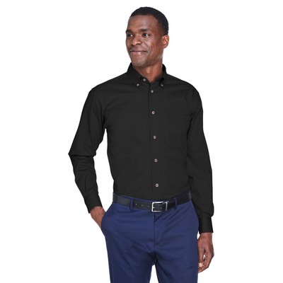 Harriton Men's Tall Easy Blend™ Long-Sleeve Twill Shirt with Stain-Release