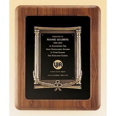 Walnut Plaque w/ Antique Bronze Frame Casting, 14 x 17"