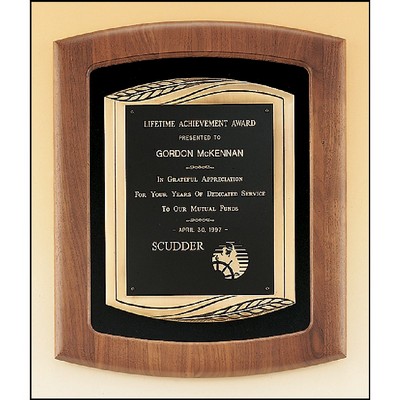 Black Velour Walnut Frame Plaque with Antique Bronze Frame