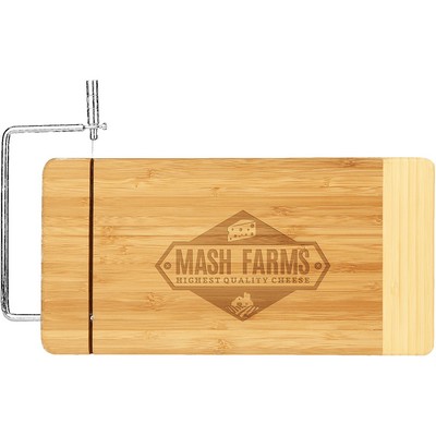 Bamboo Rectangle Cutting Board with Metal Cheese Cutter