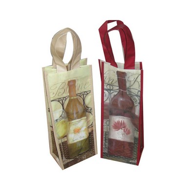 Laminated Non-Woven Single Bottle Tote Bag