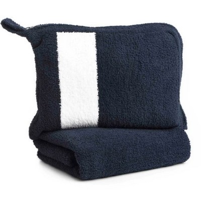 Travel Blanket - Stripe - Chenilla Fine™ - Navy / White - 32*48