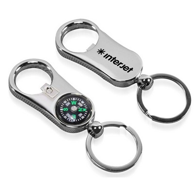 Metal Bottle Opener Compass Keychain