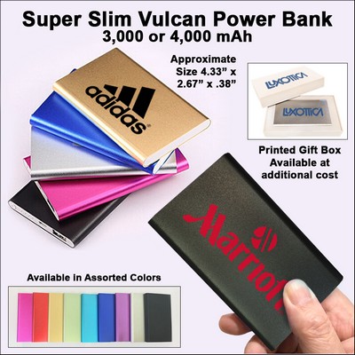 Super Slim Vulcan Power Bank 4000 mAh - Black