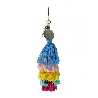 Layered String Tassel Keychain w/Charm