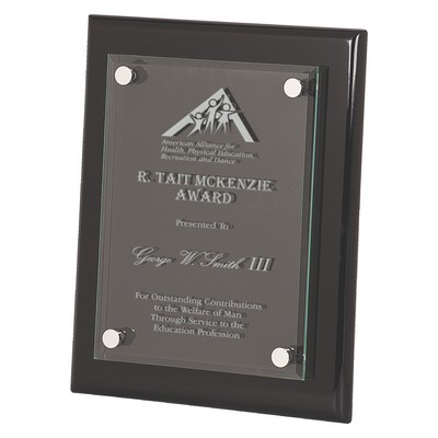 Black Piano Finish Floating Glass Plaque 10 1/2" x 13"