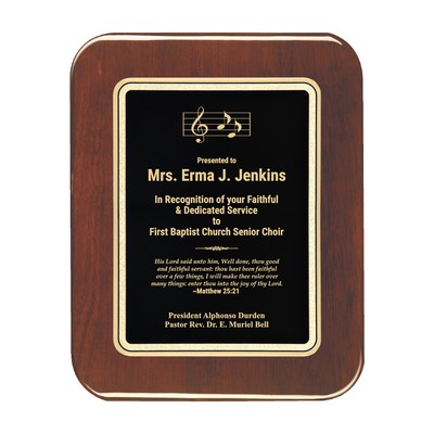 Black Plate Rosewood Piano-finish Plaque w/ Elliptical Edge 8" x 10"