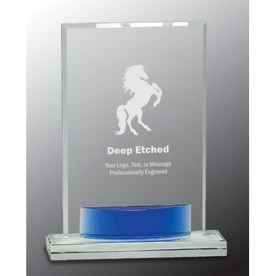 8 1/2" Crystal Rectangle with Blue Accent Award