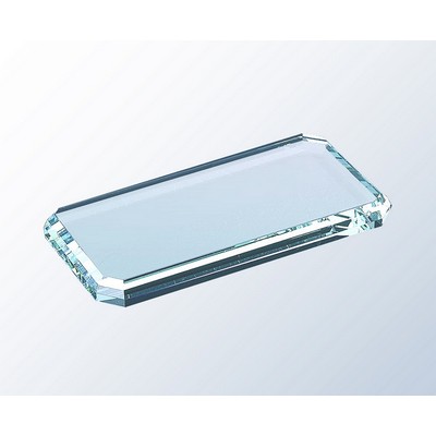 Jade Glass Beveled Base or Paperweight, 3"x4"