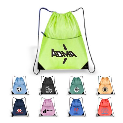 Nylon Zippered Drawstring Backpack