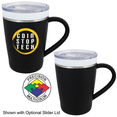 12 Oz. Black Vacuum Double Wall CeramiSteel Desk Mug w/Drink Through Lid (Screen Printed)