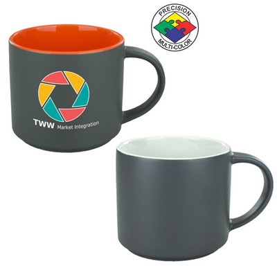 16 Oz. Satin Graphite/White Two Tone Norwich Contemporary Mug - Precision Spot Color