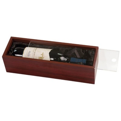 Rosewood Finish Wine Box with Clear Acrylic Lid