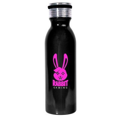 20 oz. Retro Stainless Steel Water Bottle (2 Color Imprint)