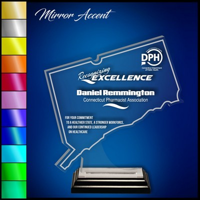 10" Connecticut Clear Acrylic Award with Mirror Accent