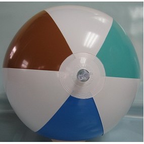 16" Inflatable Beach Ball Alternating Brown,Teal,Med Blue with White