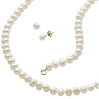 Jilco Inc. Pearl Bracelet, Earring & Necklace Set