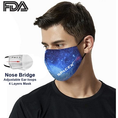 Fda Approved 4 Ply Sublimation Face Mask W/ Carbon Filter