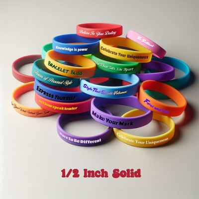 Solid Colored Silicone Wristband - 1/2" band