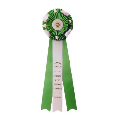 Custom Pleated & Flower Rosette Ribbon w/ 3 Streamers (6"x 20")