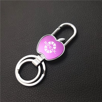 Auto Keychain Rotating Apple Shape Key Ring With Hook