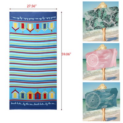 Oversized Rectangle Beach Towel Sandproof Blanket Microfiber Multi-Purpose Towel