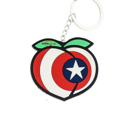 Peach-Shaped Hero Keytag Outdoor PVC Keychain