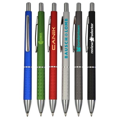 Dotted Grip Click Action Metal Ballpoint Pen