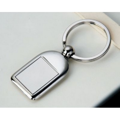 Square Rounded Shaped Metal Keyring