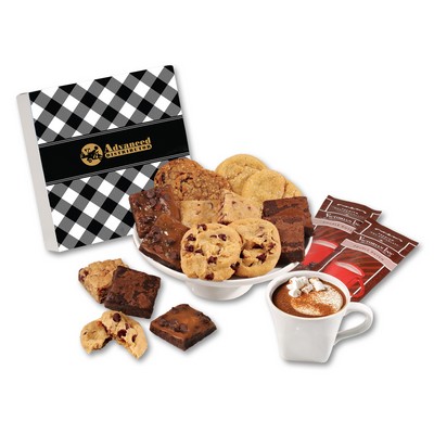 Black Plaid Gift Box w/Gourmet Cookie & Brownie